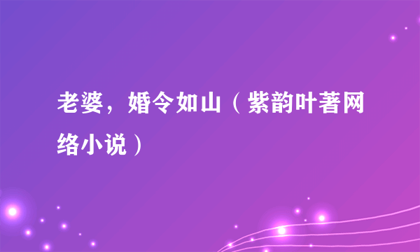 老婆，婚令如山（紫韵叶著网络小说）