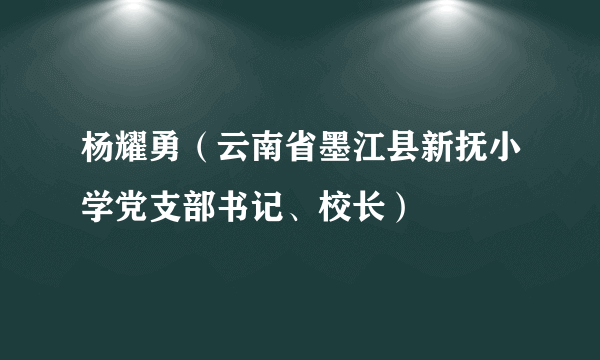 杨耀勇（云南省墨江县新抚小学党支部书记、校长）