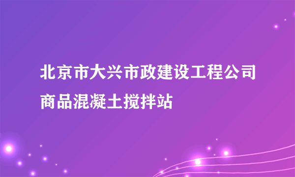 北京市大兴市政建设工程公司商品混凝土搅拌站