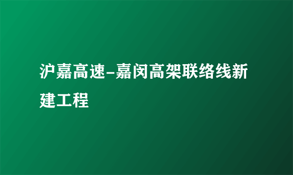 沪嘉高速-嘉闵高架联络线新建工程