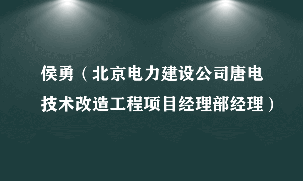 侯勇（北京电力建设公司唐电技术改造工程项目经理部经理）