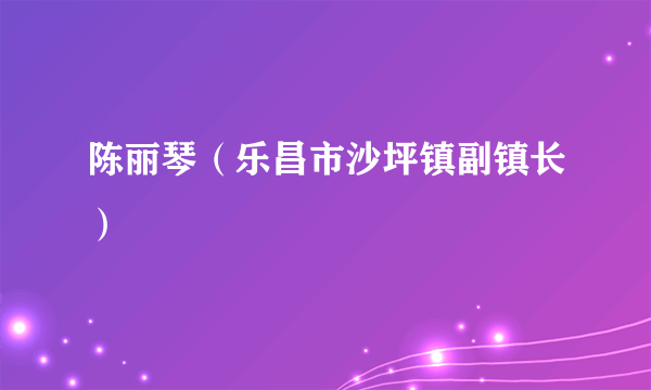 陈丽琴（乐昌市沙坪镇副镇长）