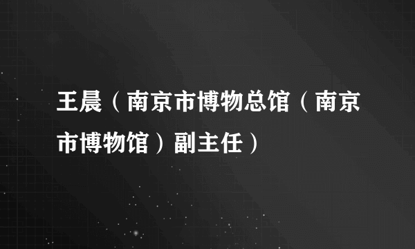 王晨（南京市博物总馆（南京市博物馆）副主任）