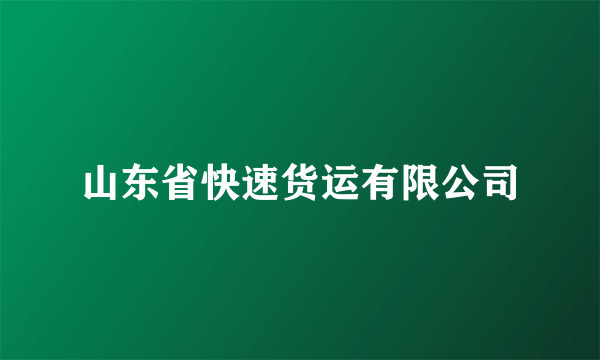 山东省快速货运有限公司