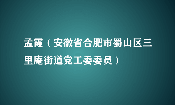 孟霞（安徽省合肥市蜀山区三里庵街道党工委委员）