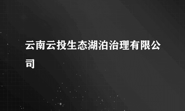 云南云投生态湖泊治理有限公司