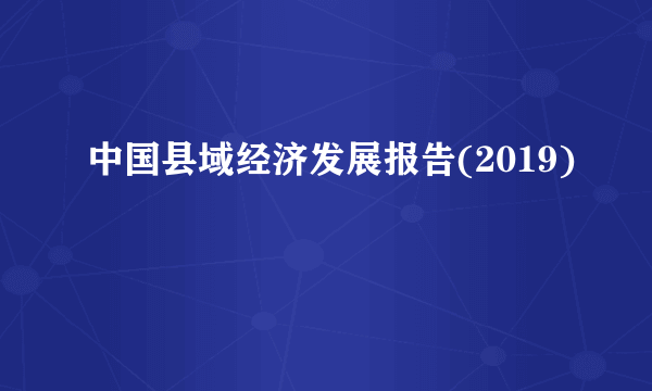 中国县域经济发展报告(2019)