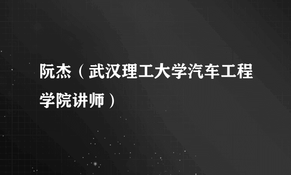 阮杰（武汉理工大学汽车工程学院讲师）