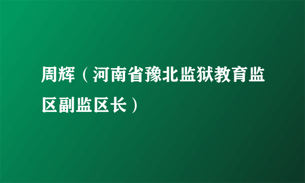 周辉（河南省豫北监狱教育监区副监区长）