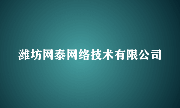 潍坊网泰网络技术有限公司