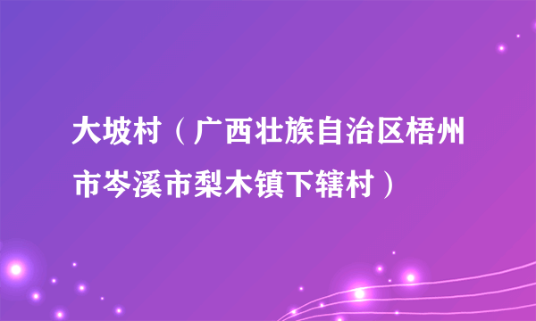 大坡村（广西壮族自治区梧州市岑溪市梨木镇下辖村）