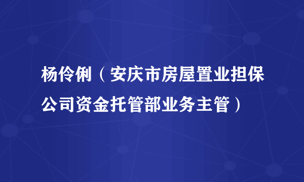 杨伶俐（安庆市房屋置业担保公司资金托管部业务主管）