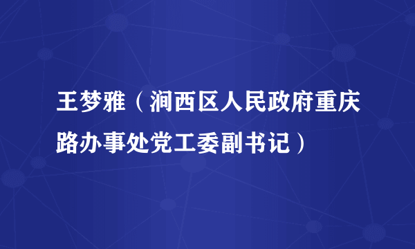 王梦雅（涧西区人民政府重庆路办事处党工委副书记）