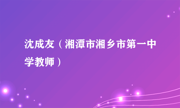 沈成友（湘潭市湘乡市第一中学教师）