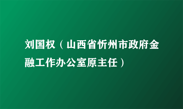 刘国权（山西省忻州市政府金融工作办公室原主任）