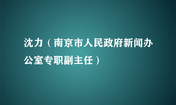 沈力（南京市人民政府新闻办公室专职副主任）