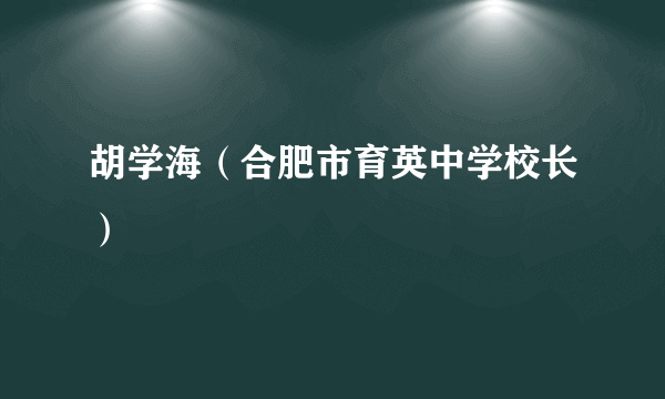 胡学海（合肥市育英中学校长）