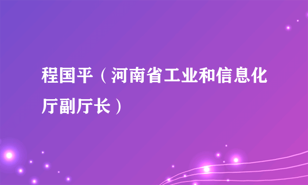 程国平（河南省工业和信息化厅副厅长）