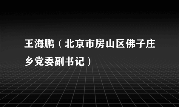 王海鹏（北京市房山区佛子庄乡党委副书记）