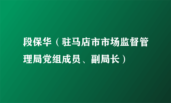 段保华（驻马店市市场监督管理局党组成员、副局长）