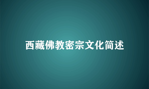 西藏佛教密宗文化简述