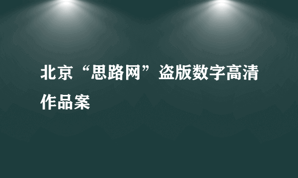 北京“思路网”盗版数字高清作品案