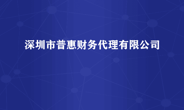 深圳市普惠财务代理有限公司