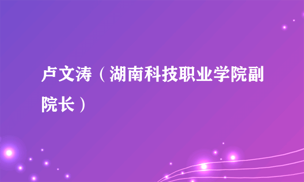 卢文涛（湖南科技职业学院副院长）