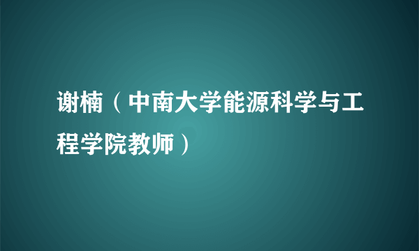 谢楠（中南大学能源科学与工程学院教师）