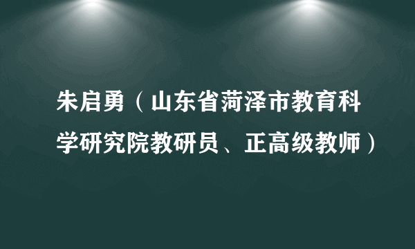 朱启勇（山东省菏泽市教育科学研究院教研员、正高级教师）