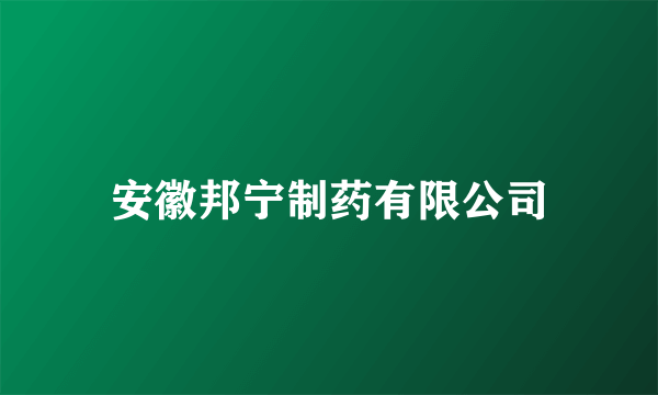 安徽邦宁制药有限公司