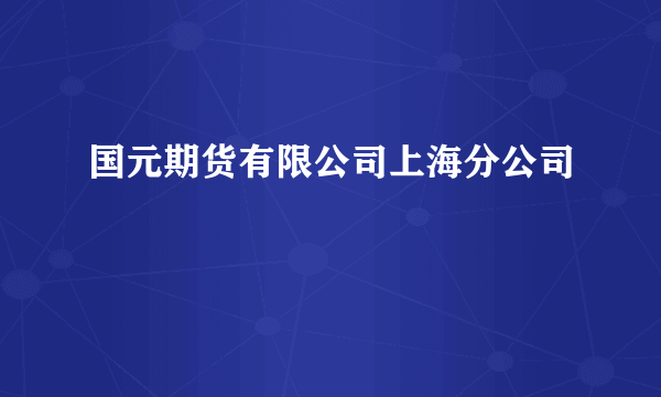 国元期货有限公司上海分公司