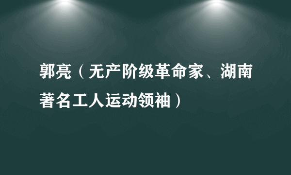 郭亮（无产阶级革命家、湖南著名工人运动领袖）