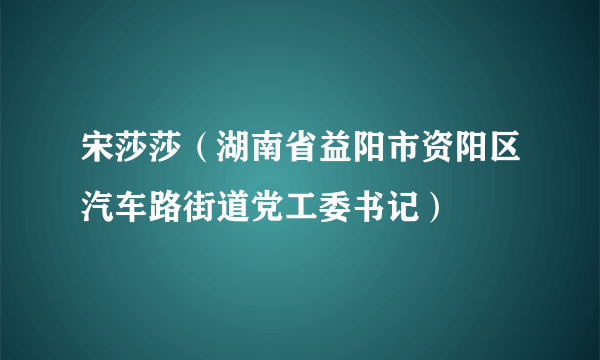 宋莎莎（湖南省益阳市资阳区汽车路街道党工委书记）