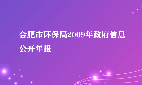 合肥市环保局2009年政府信息公开年报