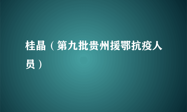 桂晶（第九批贵州援鄂抗疫人员）