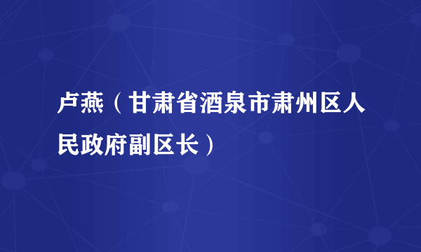 卢燕（甘肃省酒泉市肃州区人民政府副区长）