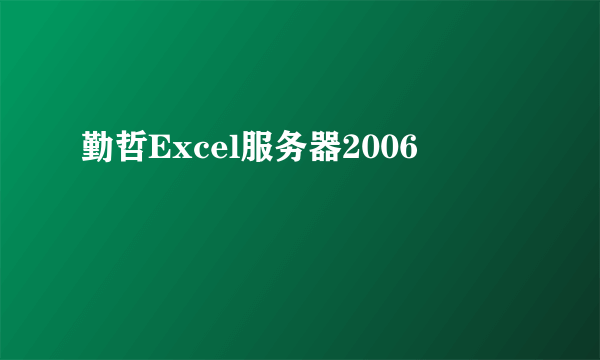 勤哲Excel服务器2006