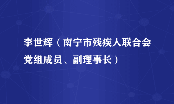 李世辉（南宁市残疾人联合会党组成员、副理事长）