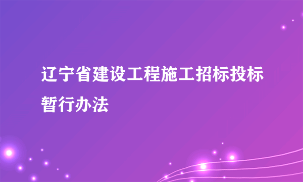 辽宁省建设工程施工招标投标暂行办法