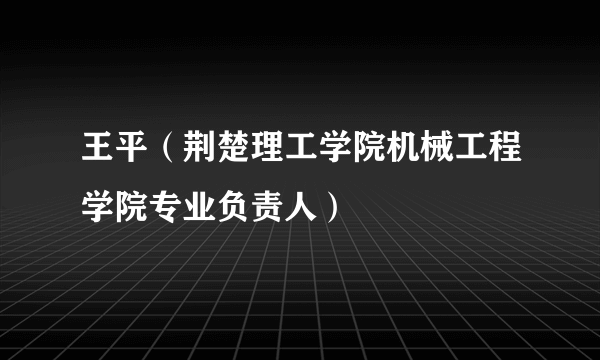 王平（荆楚理工学院机械工程学院专业负责人）