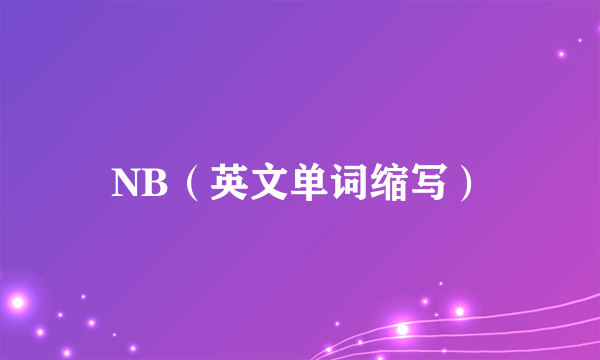 NB（英文单词缩写）