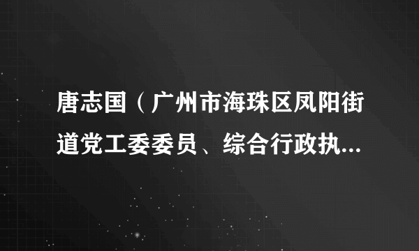 唐志国（广州市海珠区凤阳街道党工委委员、综合行政执法办（综合行政执法队）主任（队长））