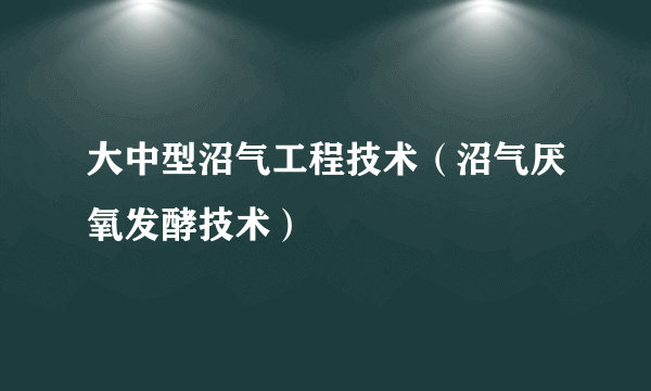 大中型沼气工程技术（沼气厌氧发酵技术）