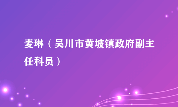 麦琳（吴川市黄坡镇政府副主任科员）