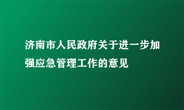 济南市人民政府关于进一步加强应急管理工作的意见