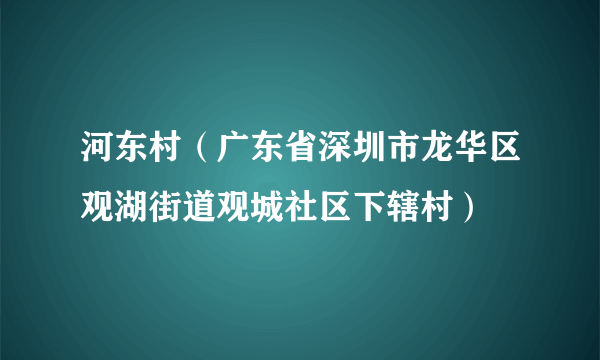 河东村（广东省深圳市龙华区观湖街道观城社区下辖村）