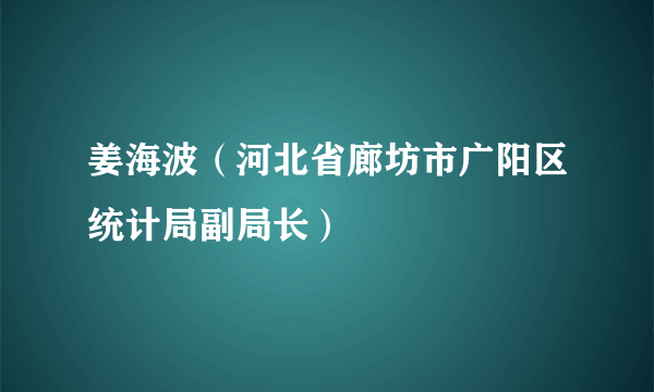 姜海波（河北省廊坊市广阳区统计局副局长）