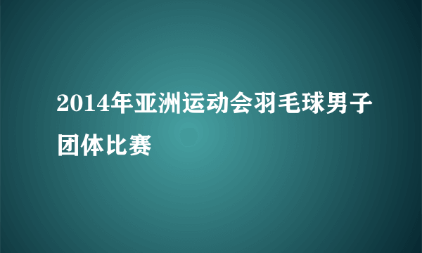 2014年亚洲运动会羽毛球男子团体比赛