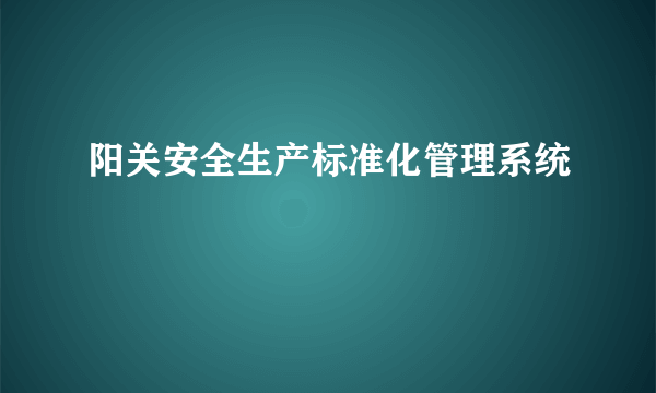 阳关安全生产标准化管理系统